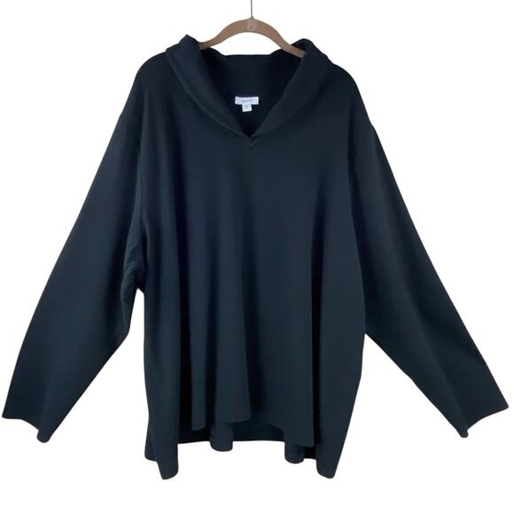 SOLD.   J. Jill Black Sweatshirt Pullover Size 4X Comfy Basic Shawl Collar - Picture 7 of 7